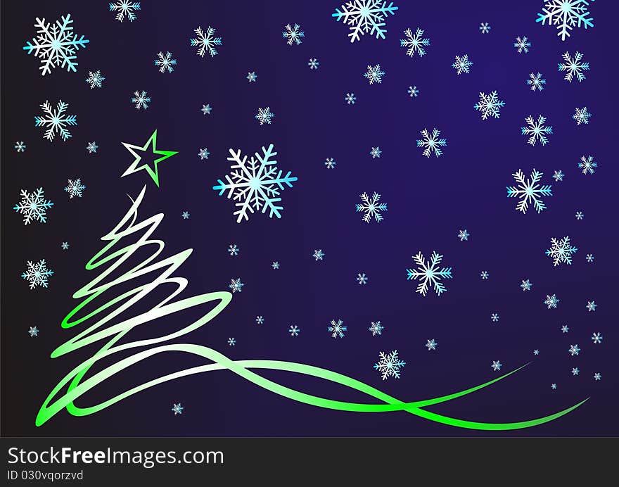 Drawing in lines.Vector christmas tree. Drawing in lines.Vector christmas tree