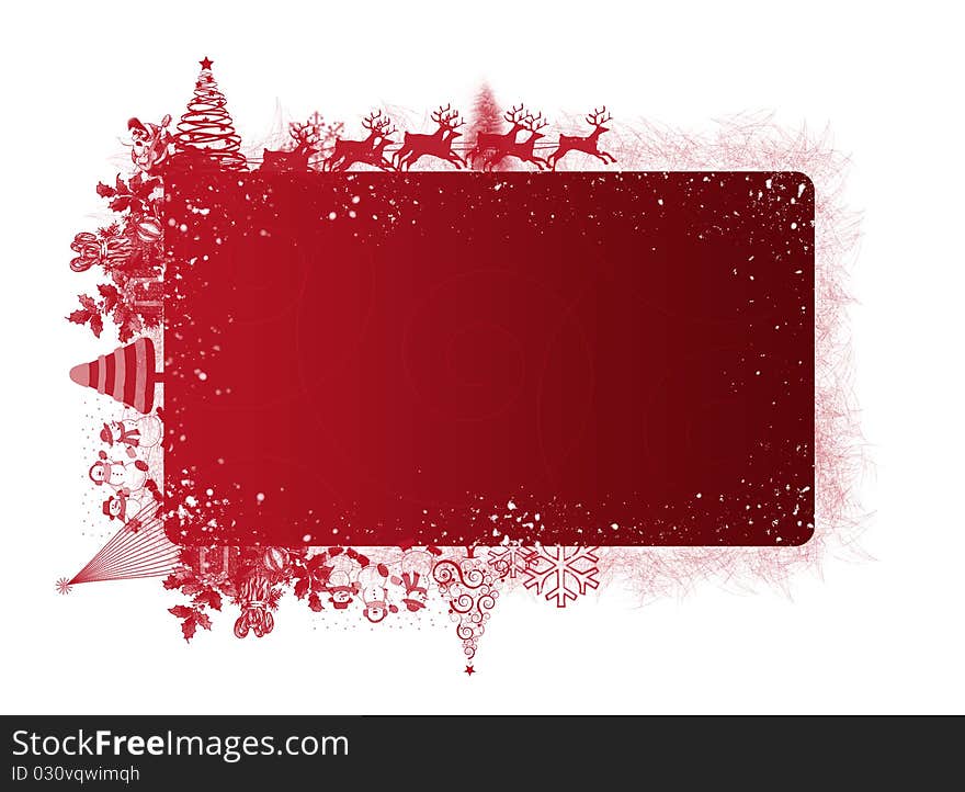 Red Christmas frame with text area on white background