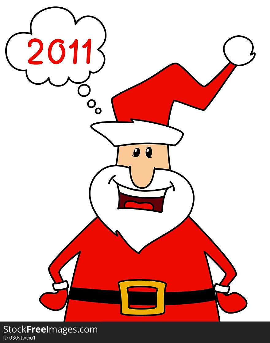 Happy Santa Claus over white.illustration for a design