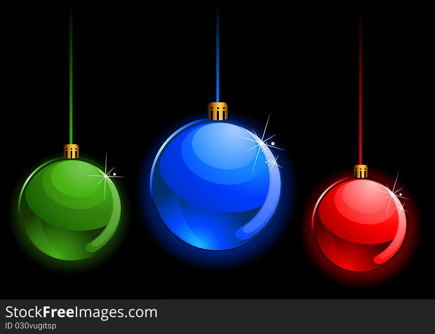 Christmas balls on a black background