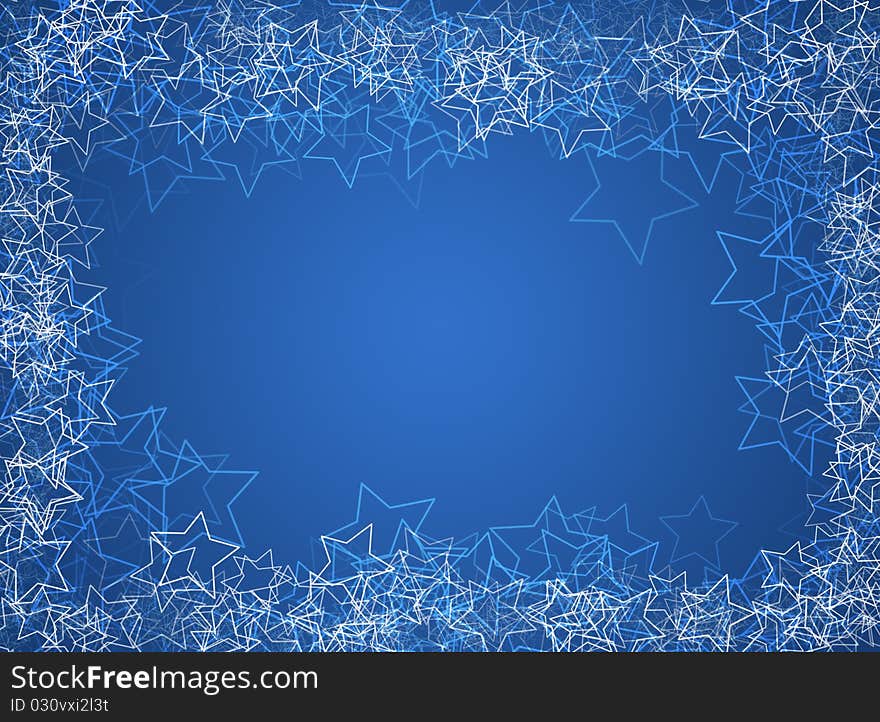 Blue winter christmas frame with stars