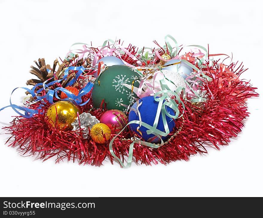 Colorful Christmas balls isolated on a white background. Colorful Christmas balls isolated on a white background.