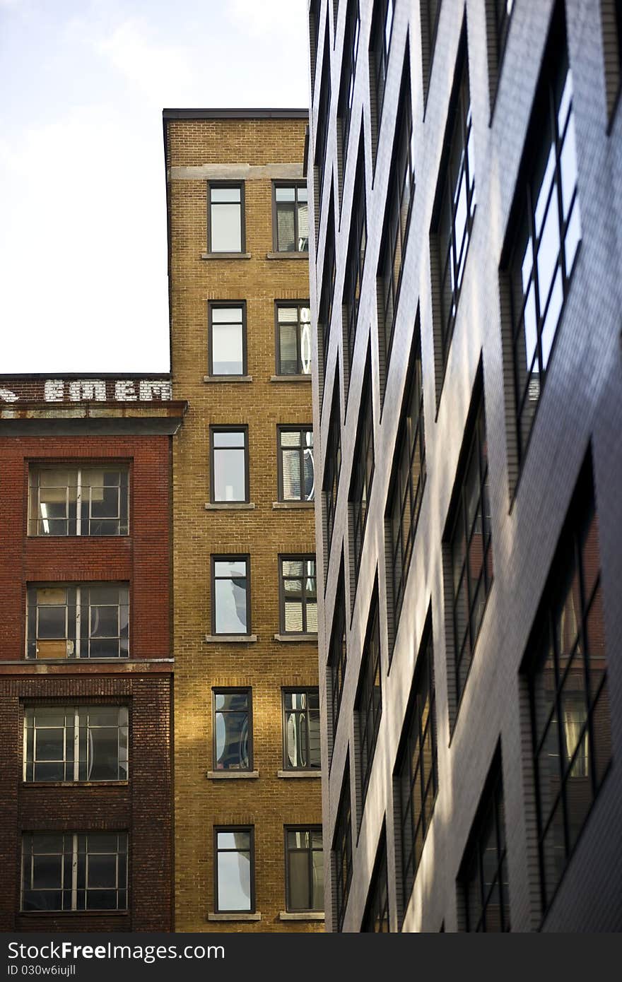 Buildings downtown montreal side shot. Buildings downtown montreal side shot