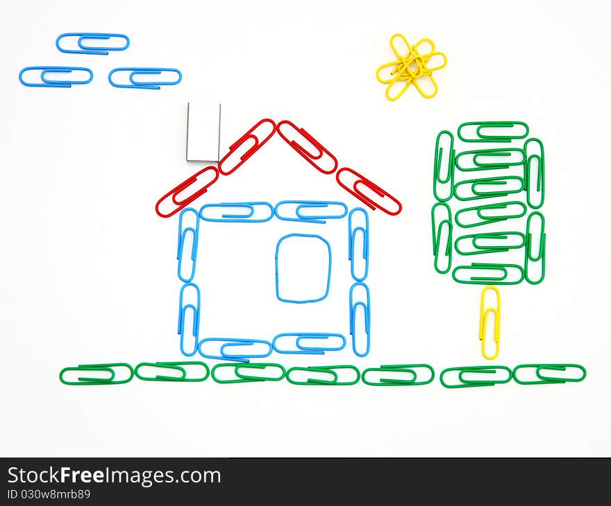 The House And Tree From  Paper Clips