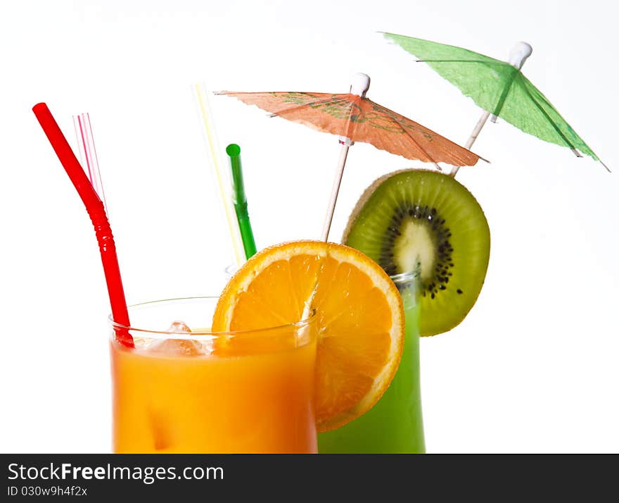 Fruits and Drinks on white background