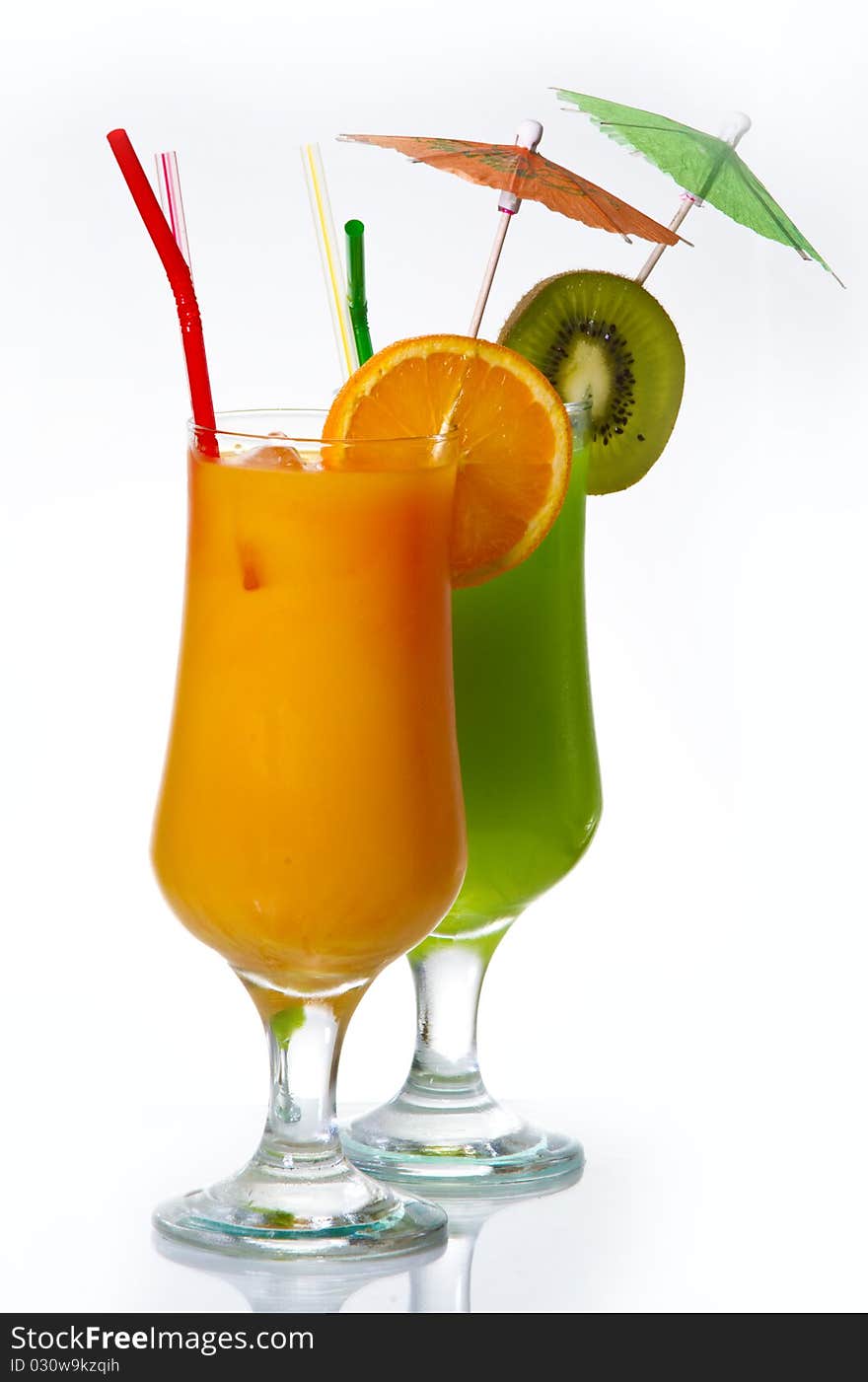 Fruits and Drinks on white background