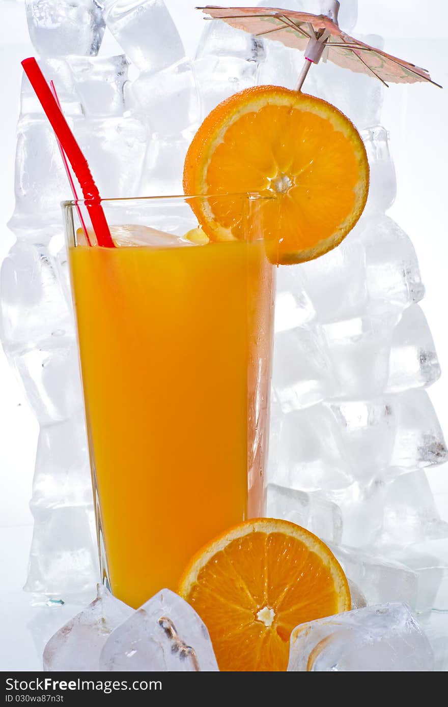 Drinks and fruits on white backgrounds