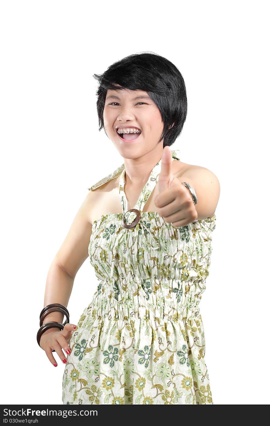 Girl Showing Thumb Up Symbol