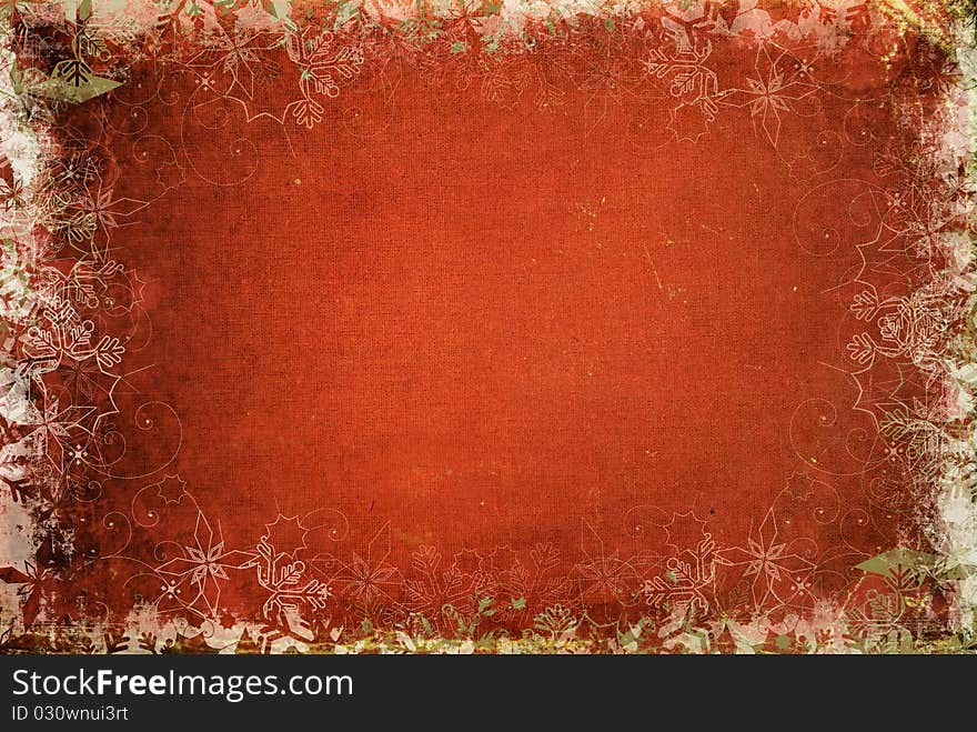 Red abstract christmas background with snowflakes