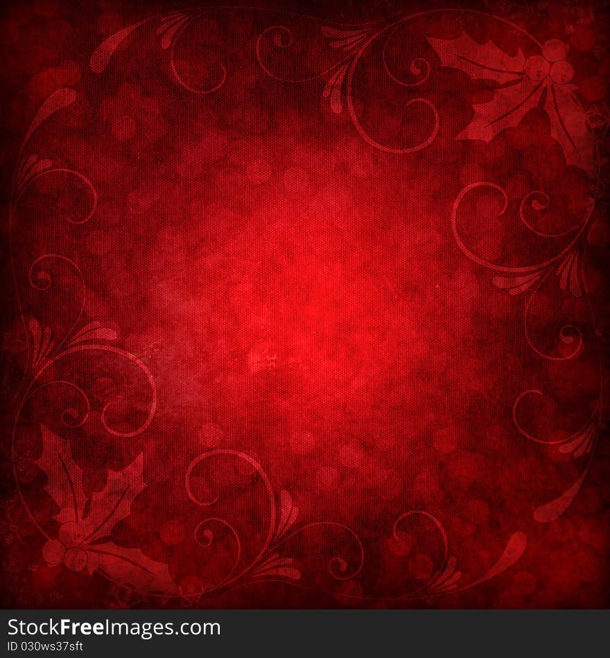 Red abstract christmas background with snowflakes