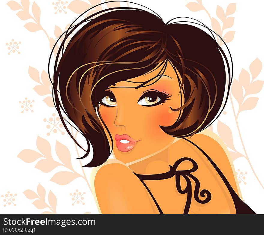 Vector illustration of Girl silhouette