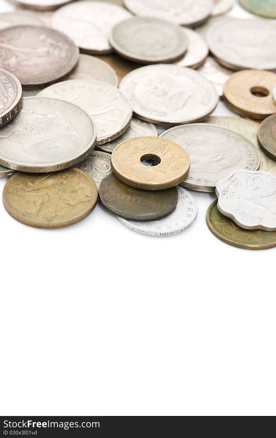 Old coins isolated on white background