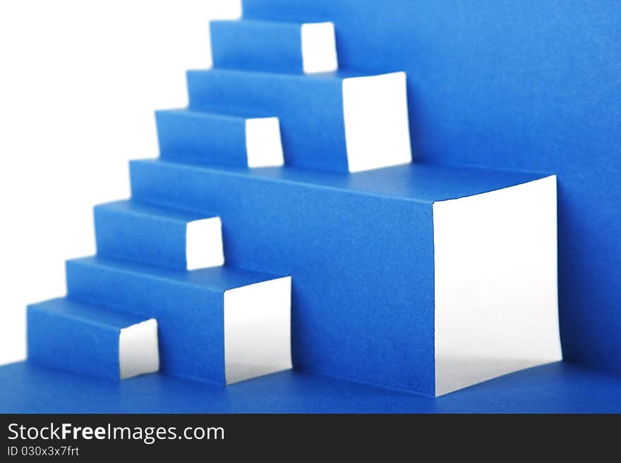 Abstract blue paper composition with stairs