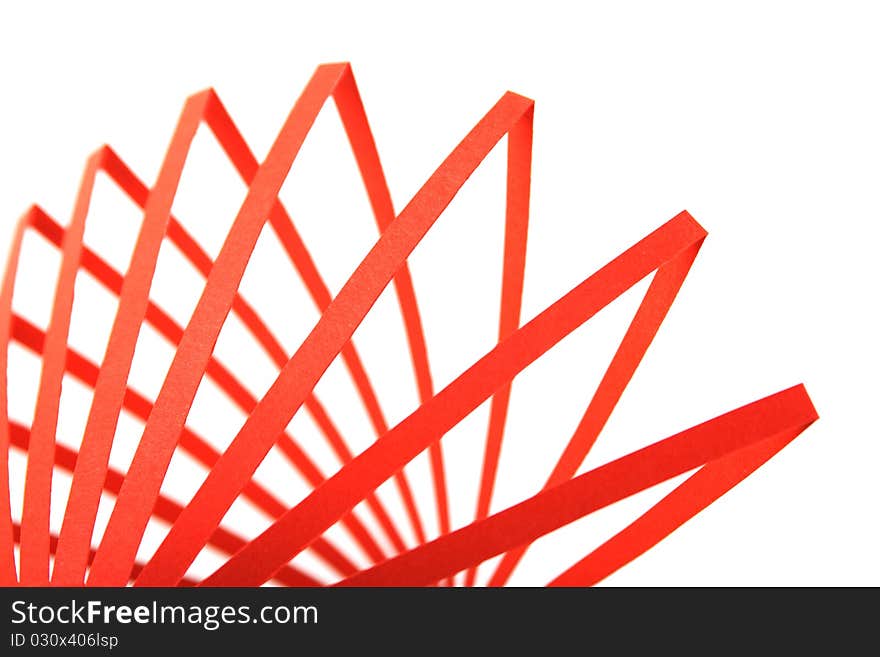 Abstract background with red paper and cutout strips and folds. Abstract background with red paper and cutout strips and folds