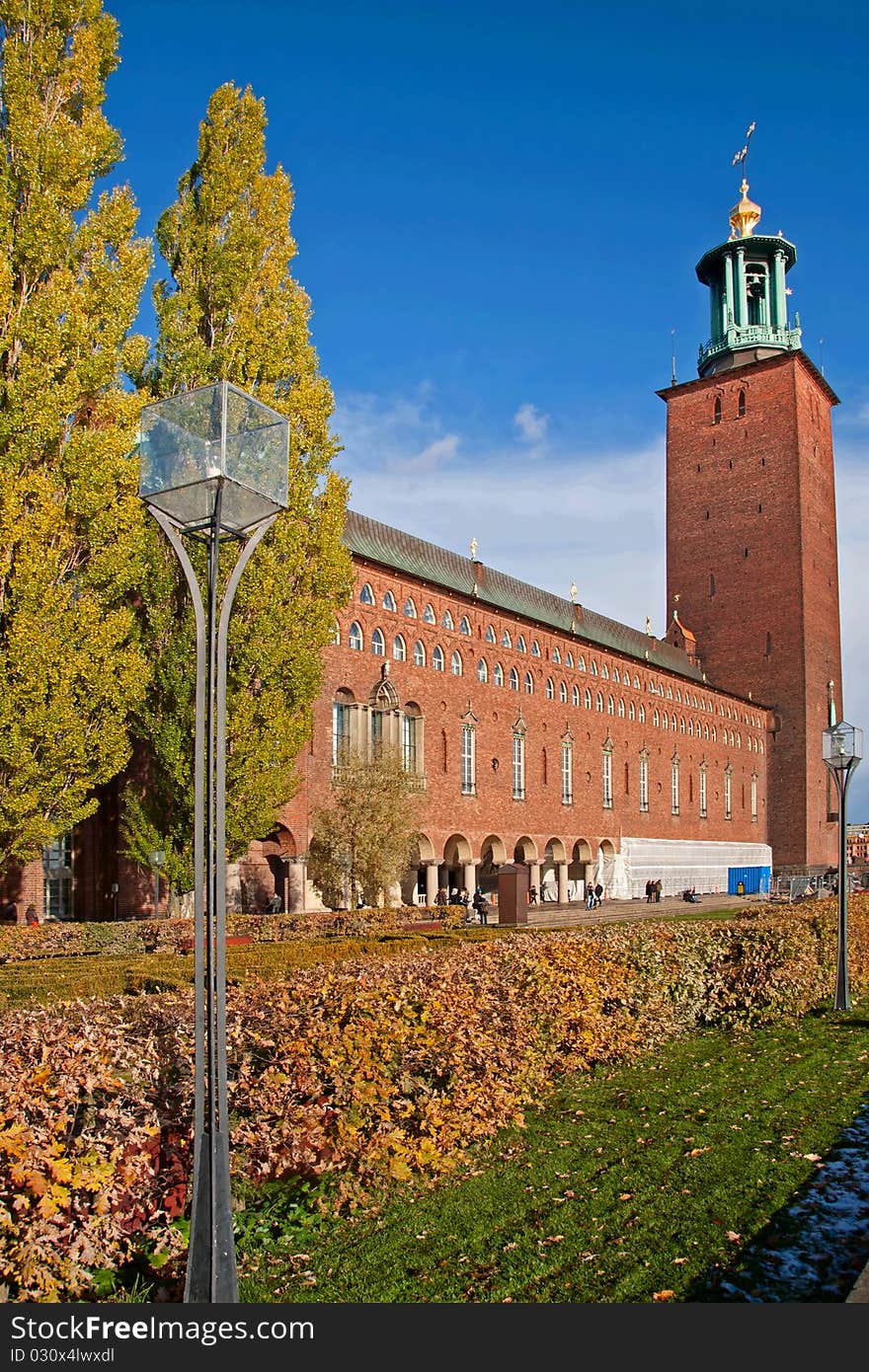 Cityhall in Stockholm, Sweden: Beautiful photograph in autumn with vivid colours