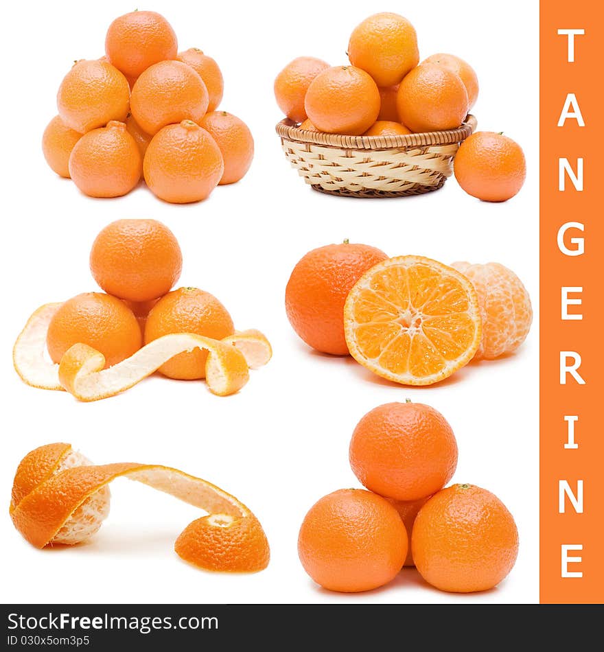 Fresh tangerines isolated on white background