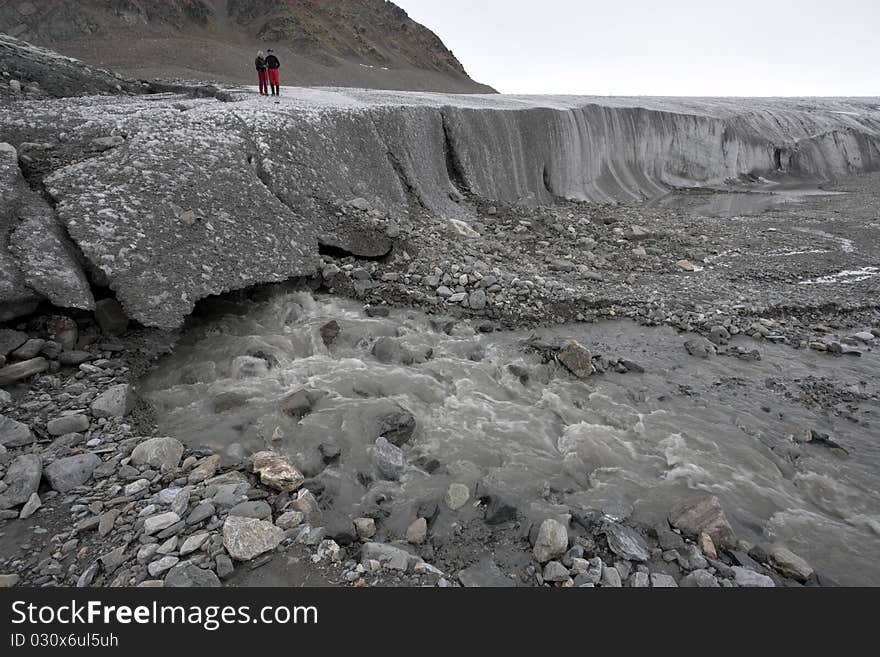 Arctic Landscape - People On The Glacier