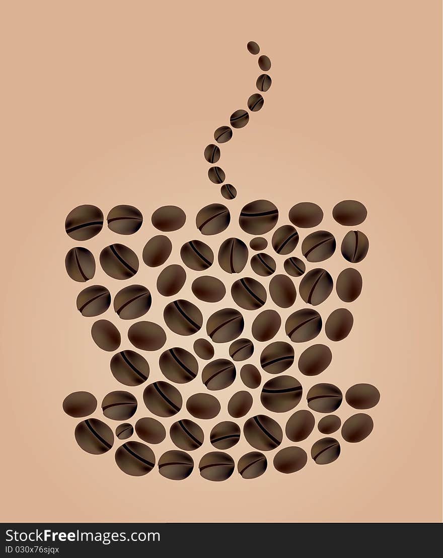 Coffee cup made of coffee grains. A illustration. Coffee cup made of coffee grains. A illustration