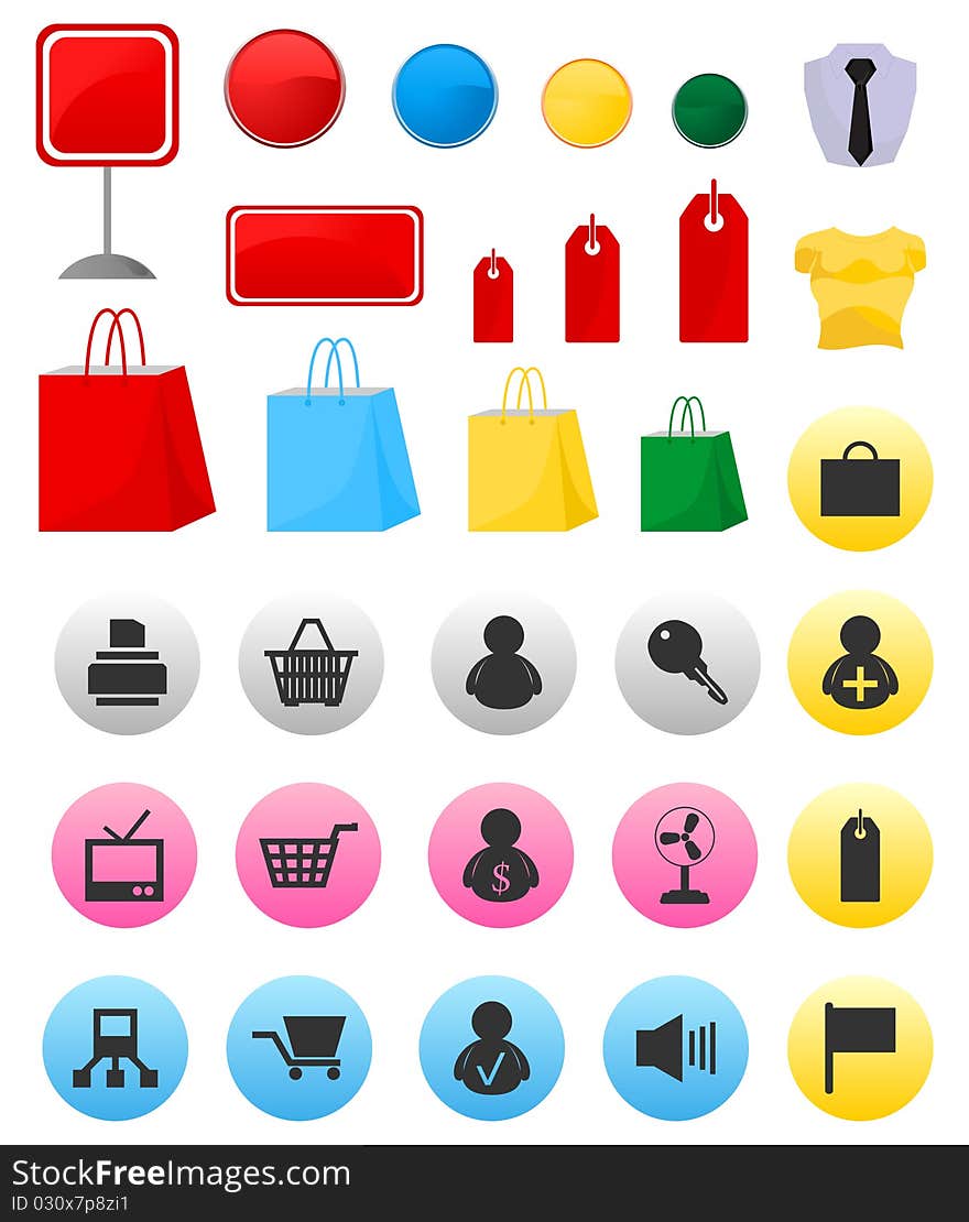 Icons on a theme shop and sales. A illustration. Icons on a theme shop and sales. A illustration