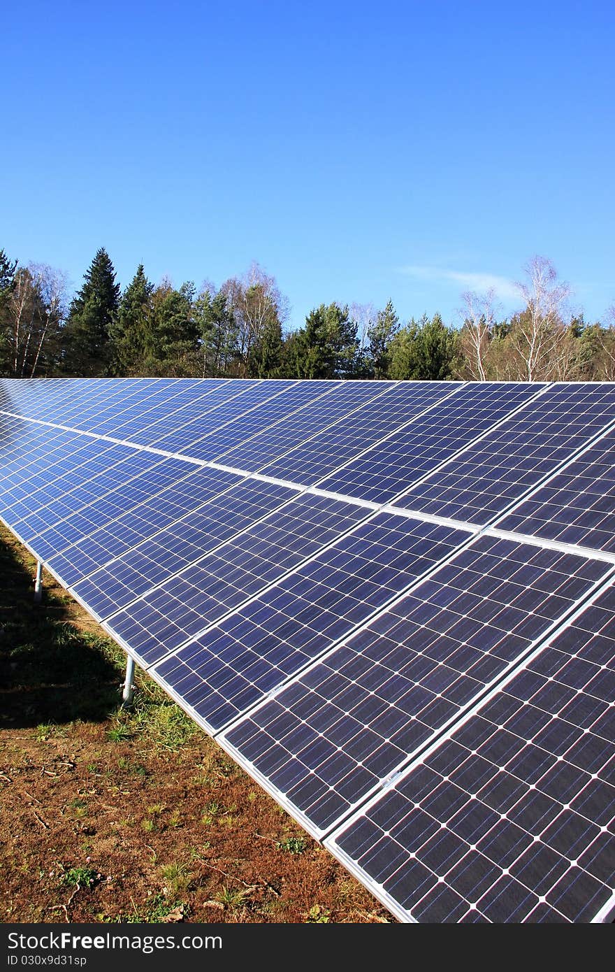 Detail of the Solar Power Station in the green Nature