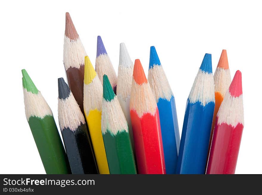 Stack of colored pencils, close-up