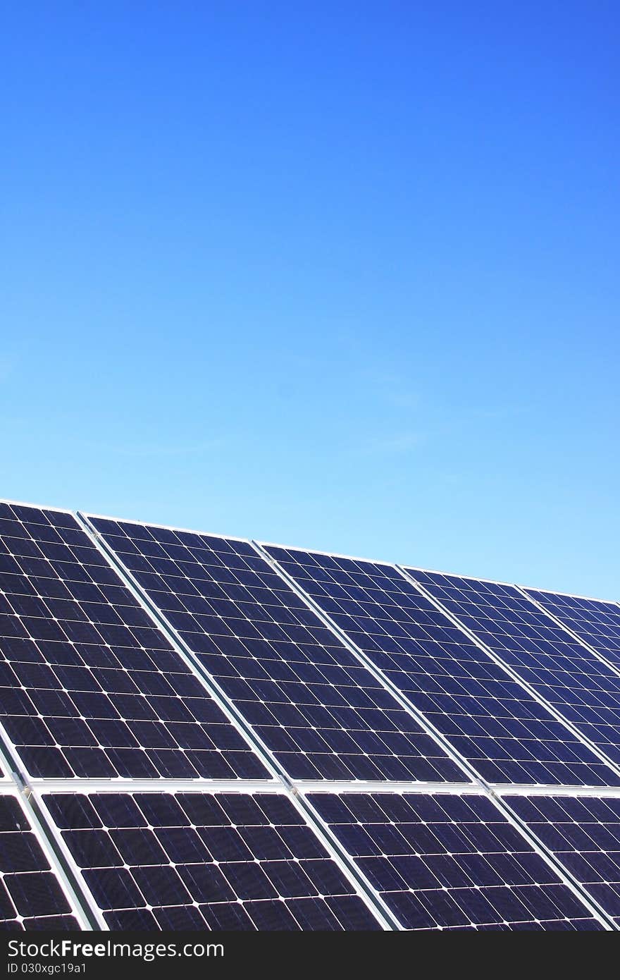 Detail of the Solar Power Station in the green Nature