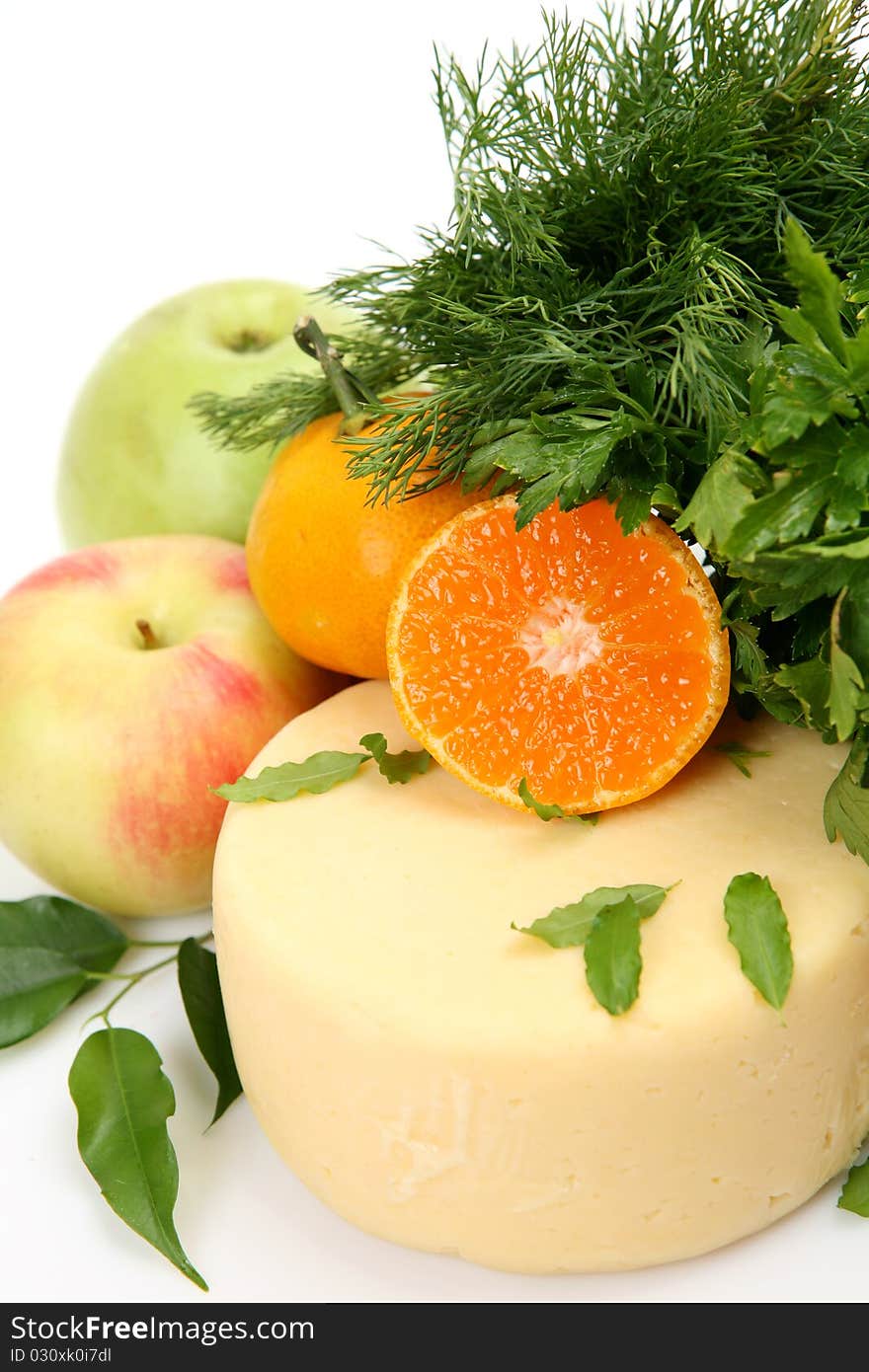 Fresh fruit on a white background