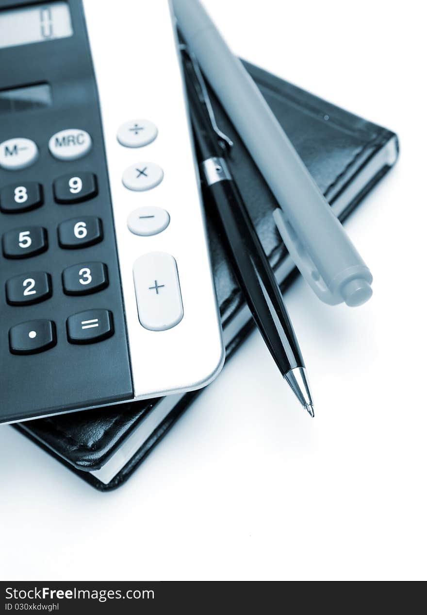 Office accessories on a white background