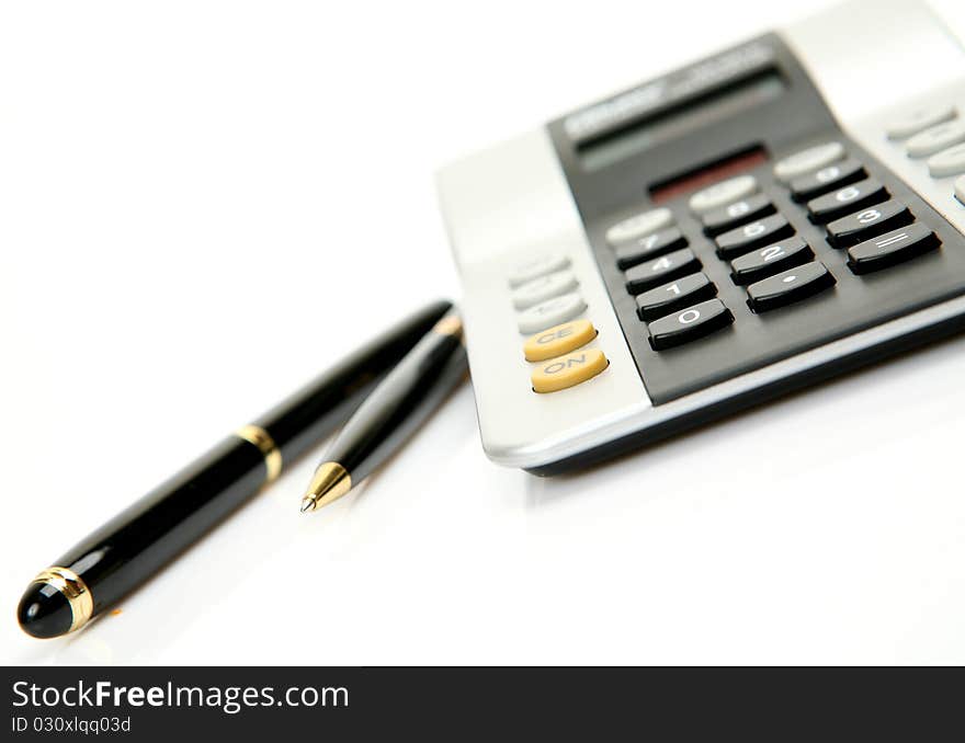 Office accessories on a white background