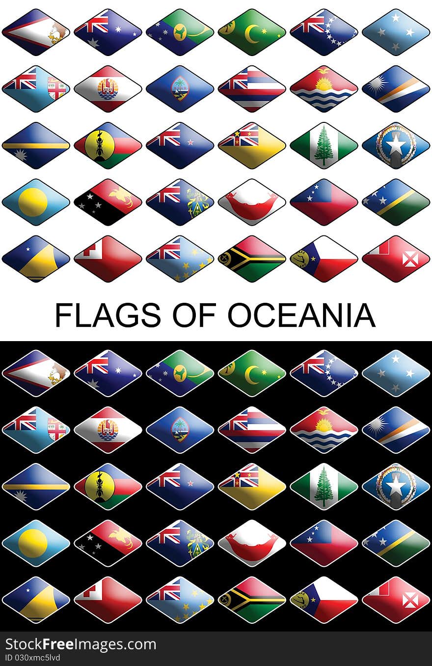 Set of flags about oceanian countries. The flags looks like web buttons and are ready for making easly web pages and mutch other. Set of flags about oceanian countries. The flags looks like web buttons and are ready for making easly web pages and mutch other.