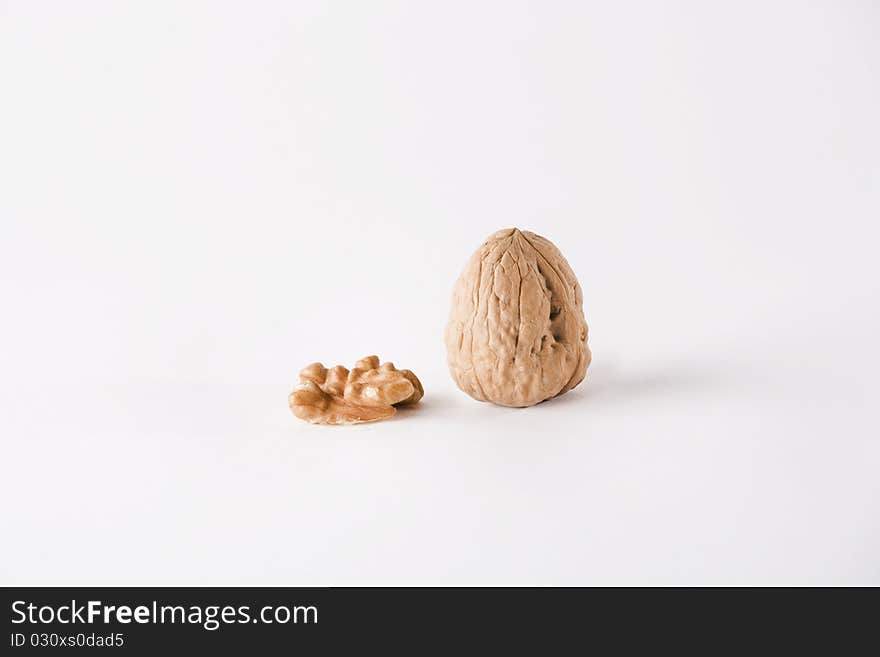 Wallnuts isolated on a white background, horizontal version