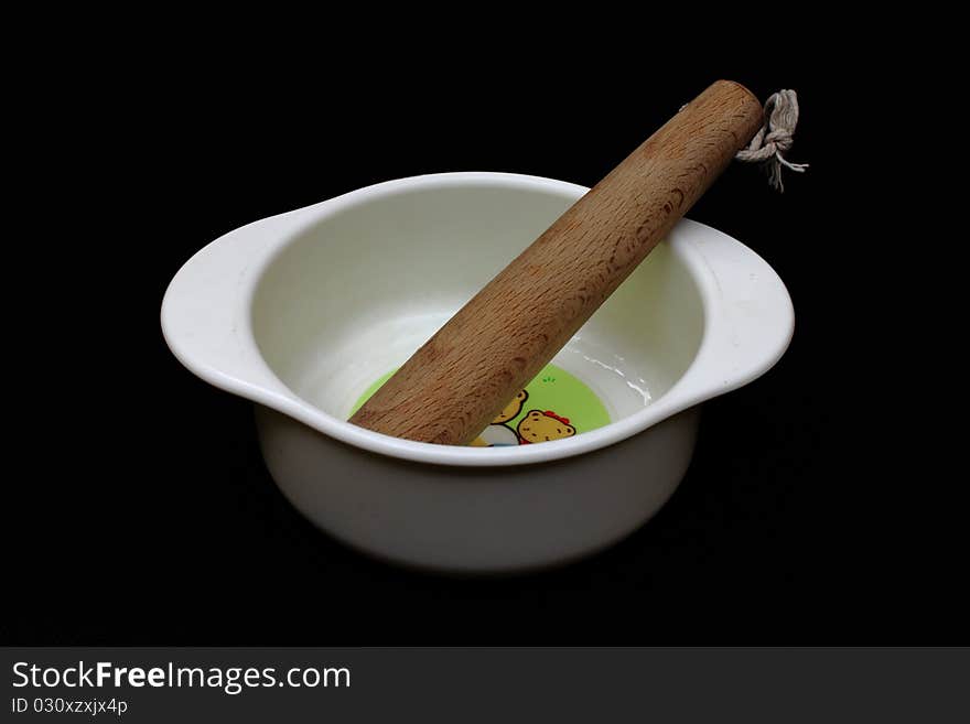 Baby food equipment, isolated in the black background