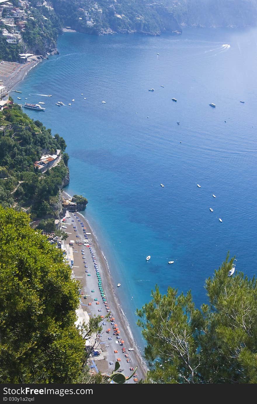 View on the beach on the Amalficoast