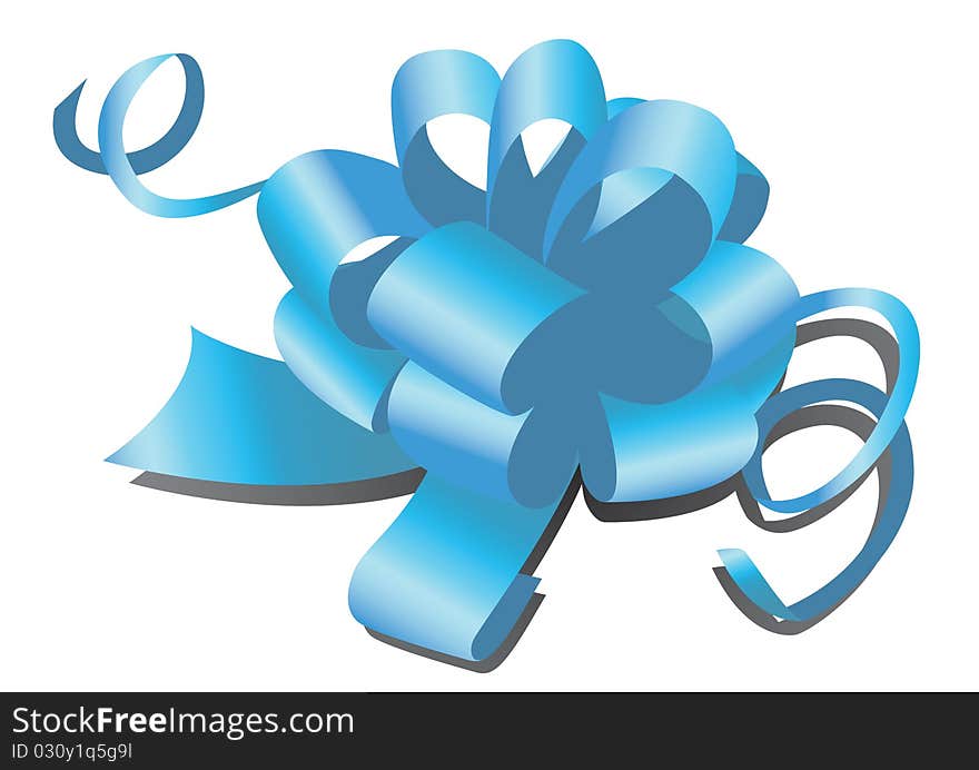 Blue bow for packing of gifts. Vector illustration.