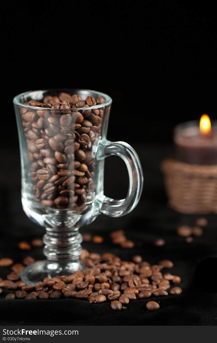 Coffee beans and candle