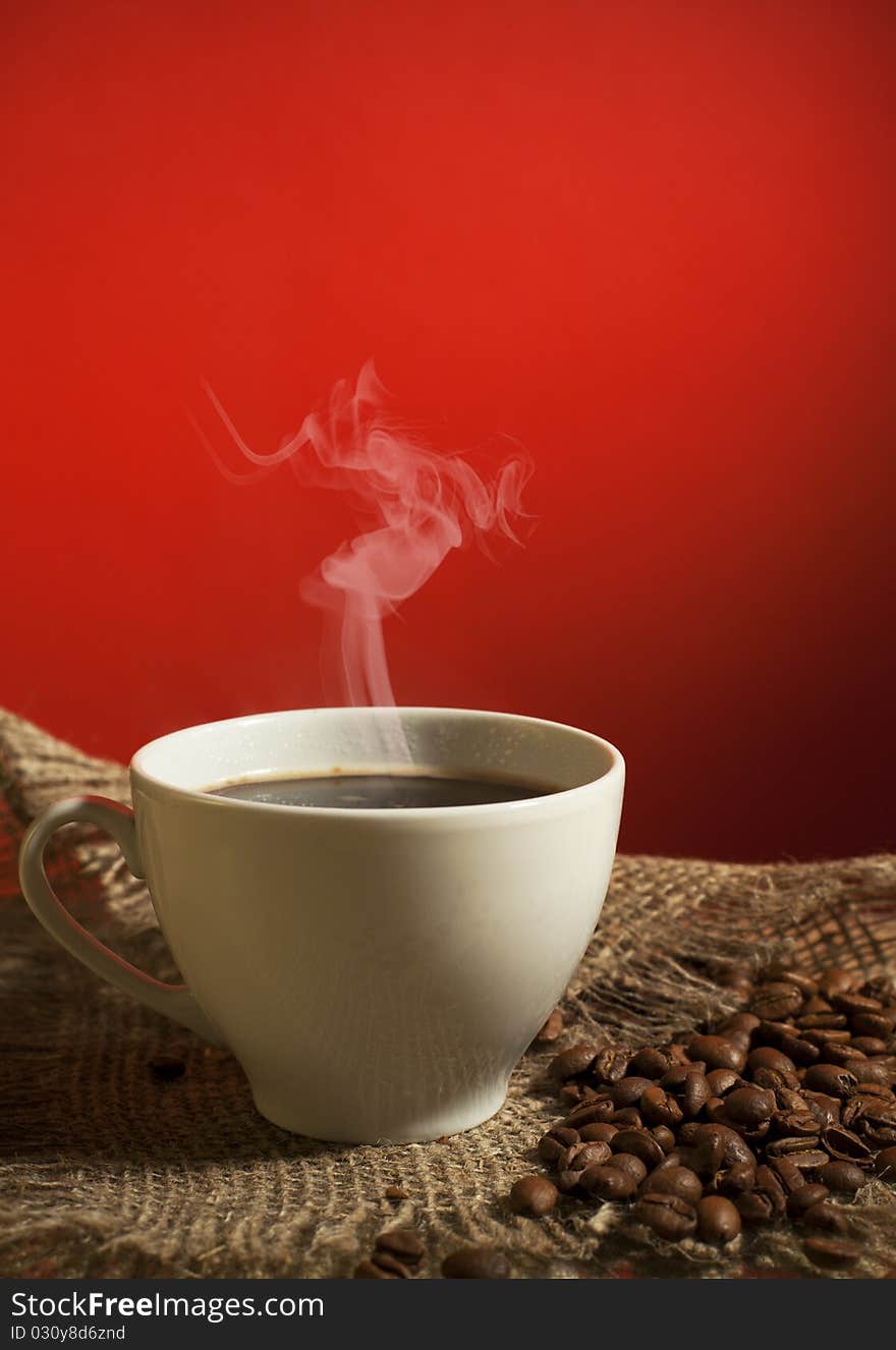 Close-up of a wonderful cup of hot coffee