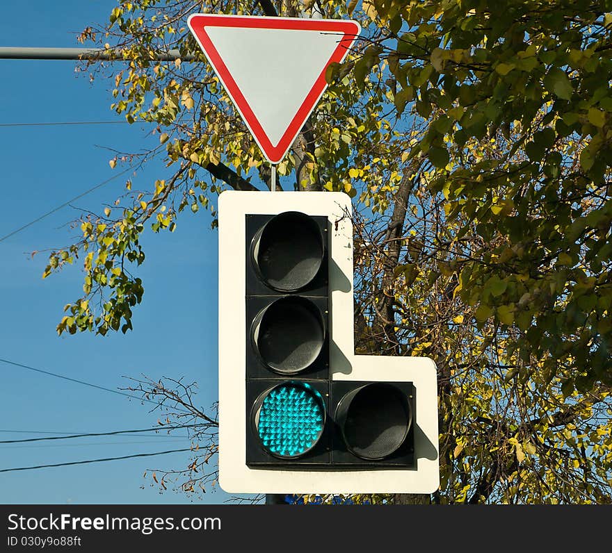 Trafficlight in a city