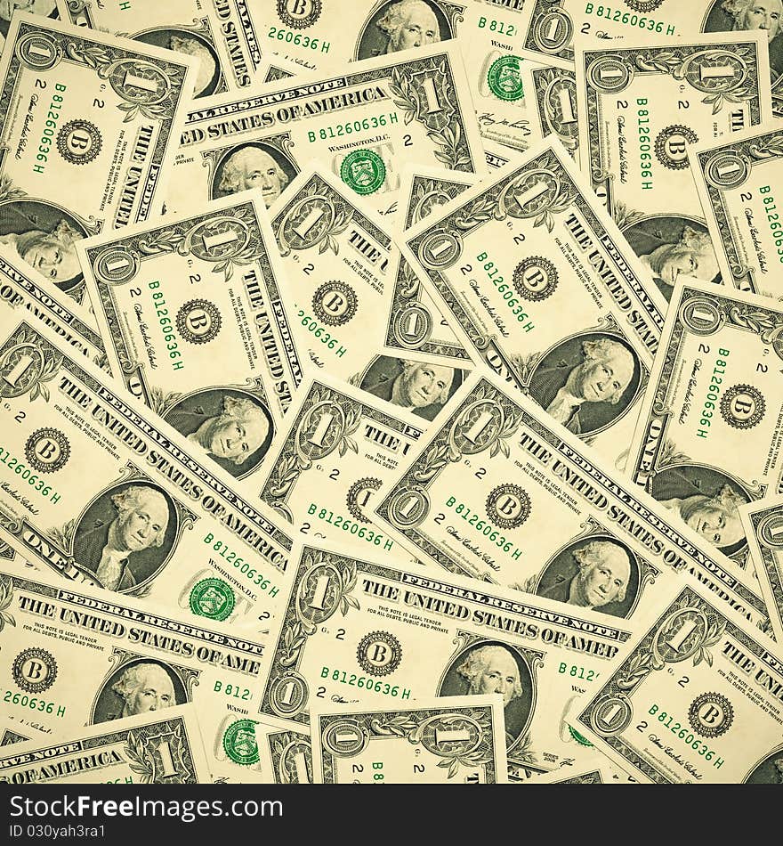 Background made of one dollar banknotes. Background made of one dollar banknotes