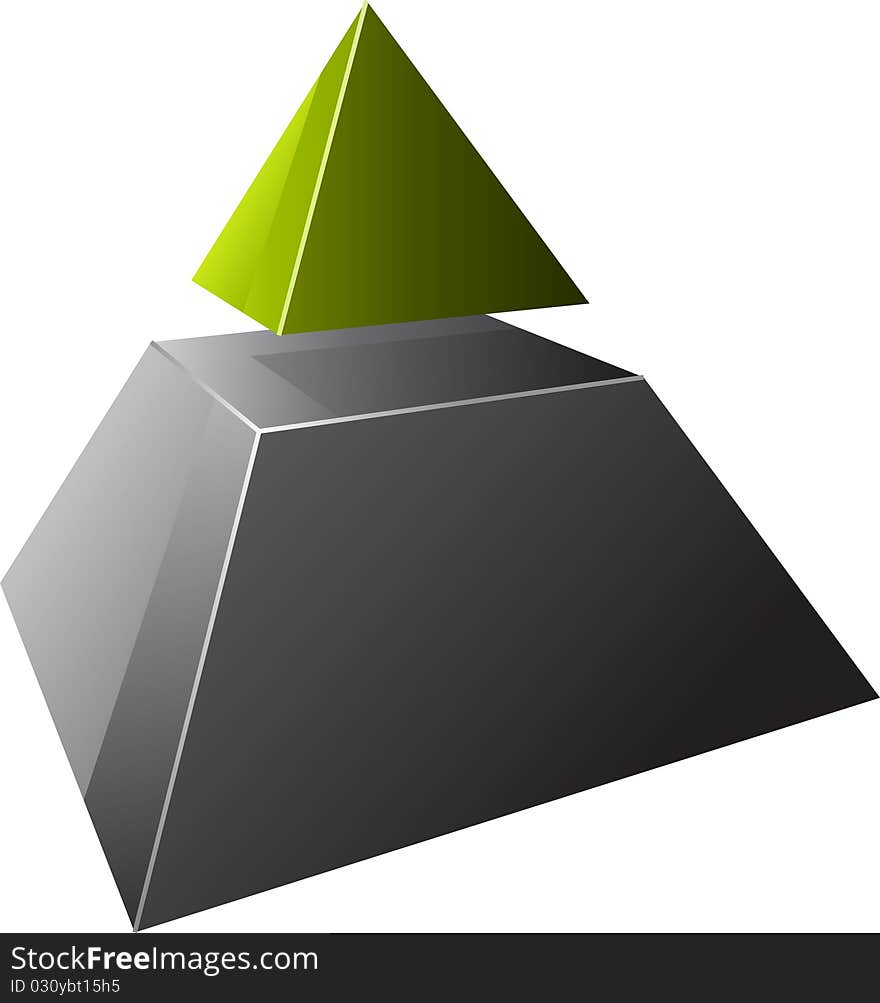 Two level pyramid with green top