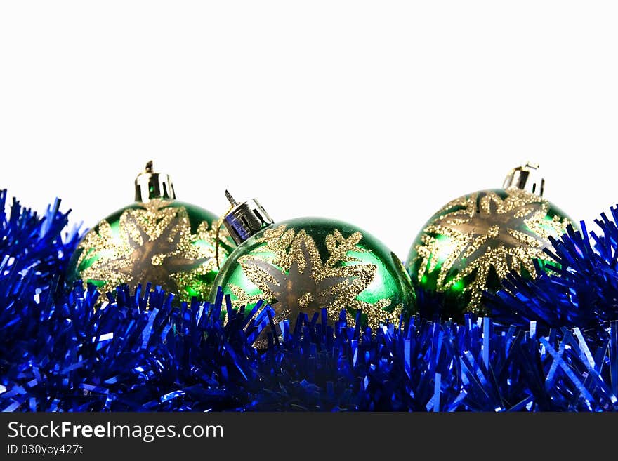 Green and blue christmas ornament. Green and blue christmas ornament