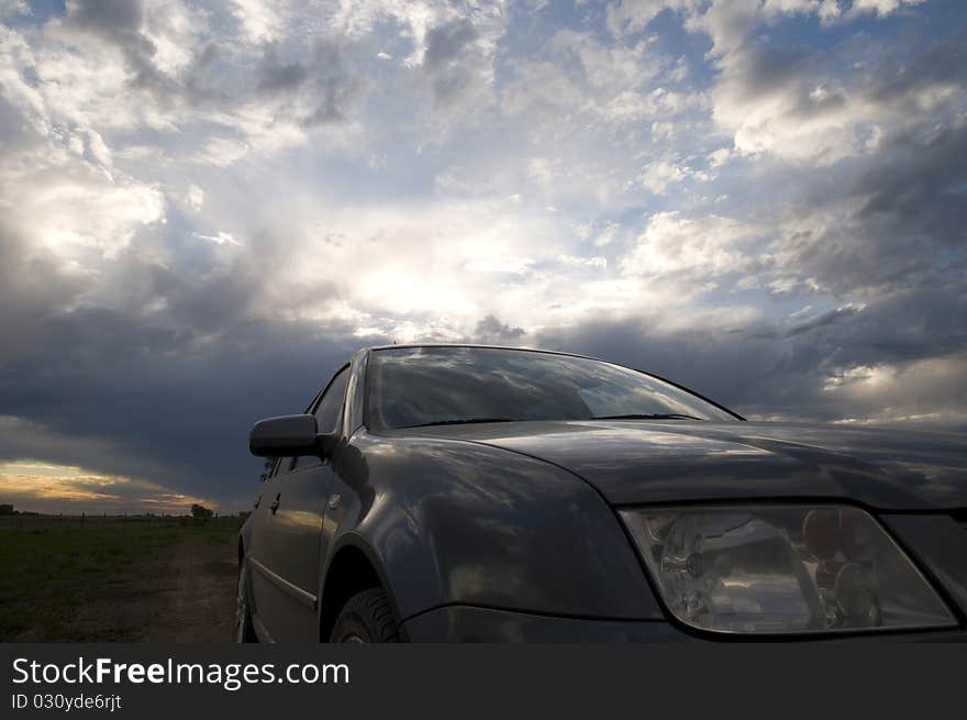 A car in the sky. A car in the sky.