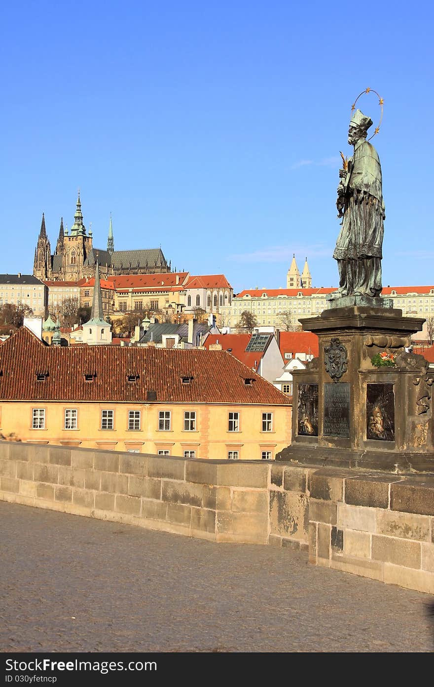 View on the summer Prague gothic Castle above River Vltava