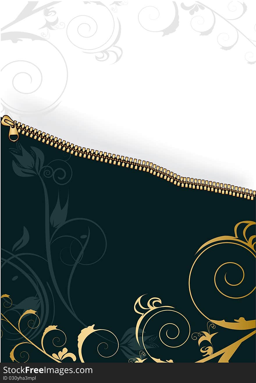 Background with zipper and flowers design. Background with zipper and flowers design