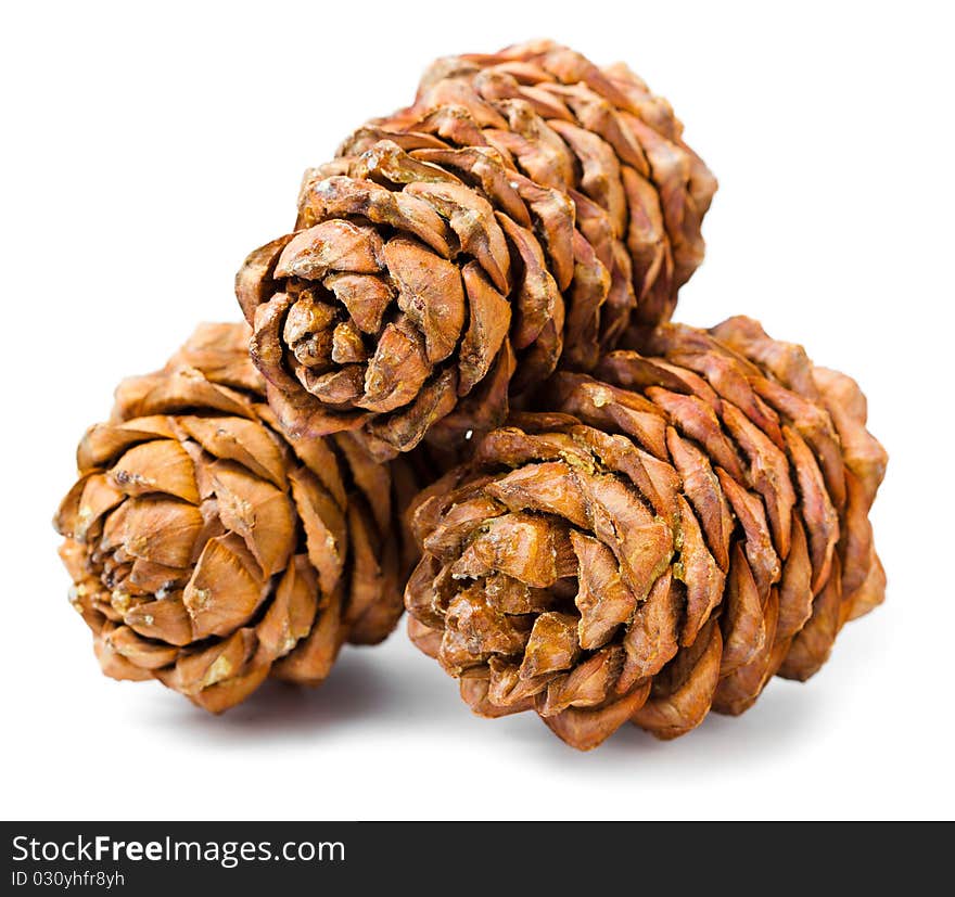 Small group of cones combined on a white background