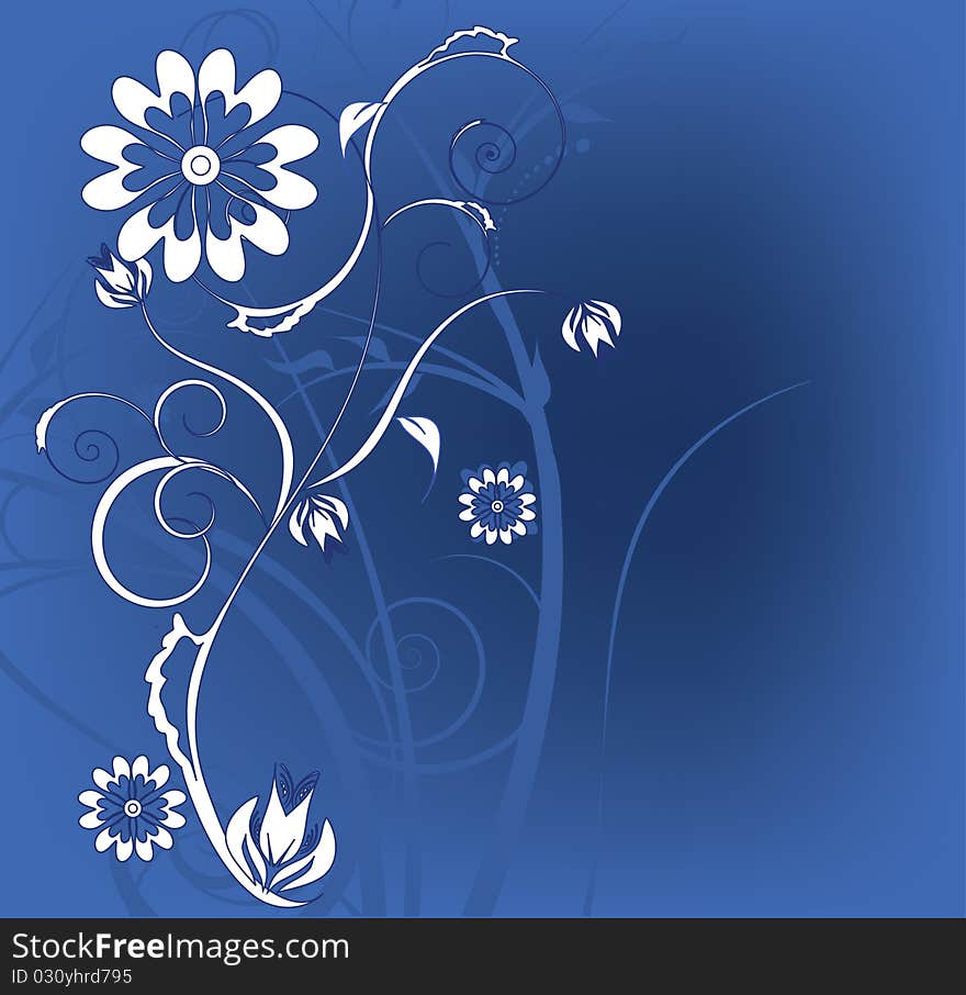 Flowers decoration on blue background