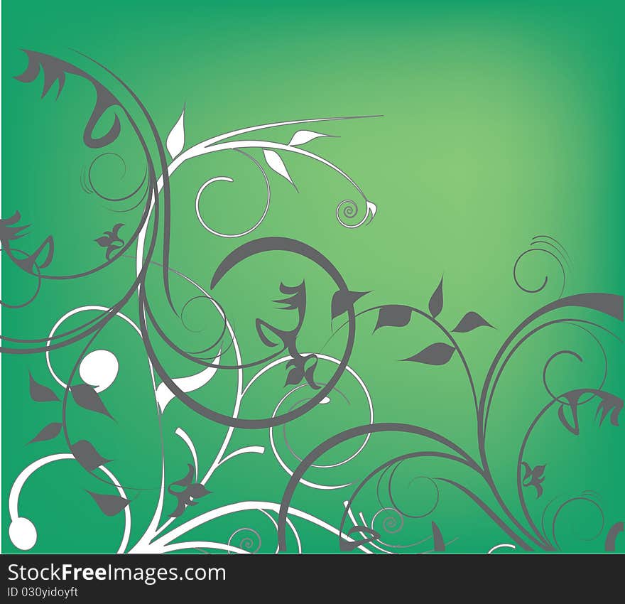 Flowers design on green background