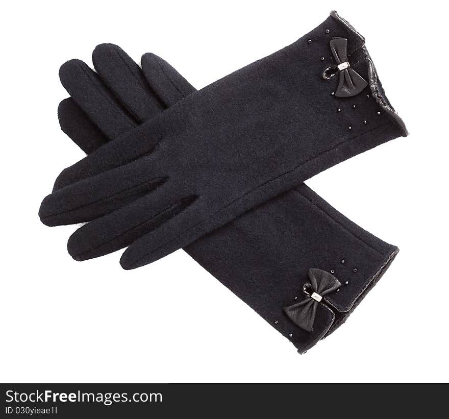 Black woman winter gloves isolated on white background