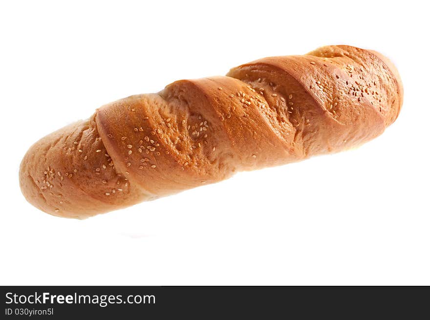 French bread on a white background