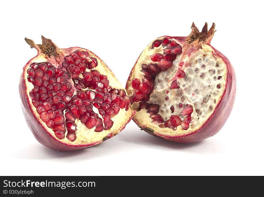 Pomegranate fruit on white background