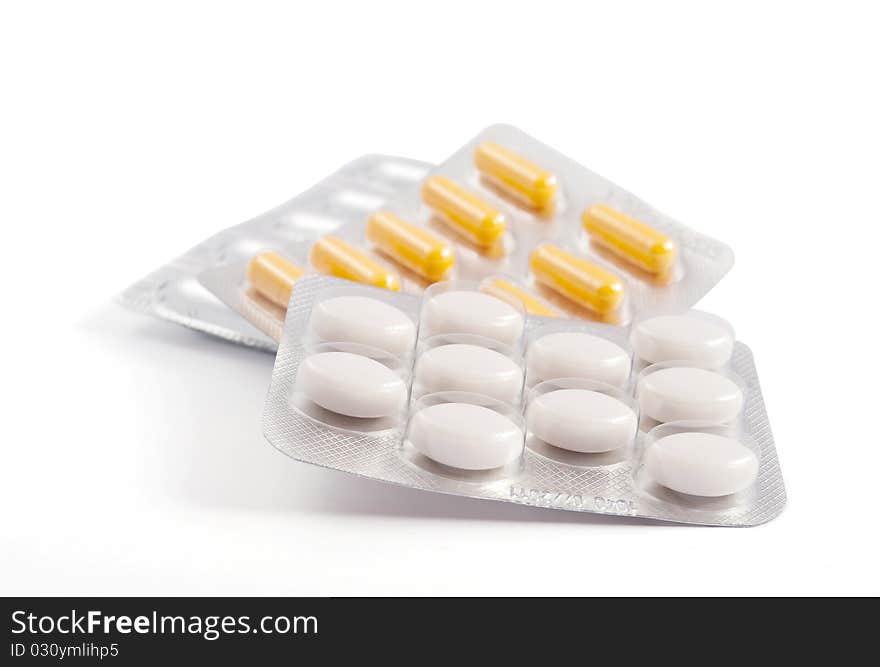 Pills on a white background